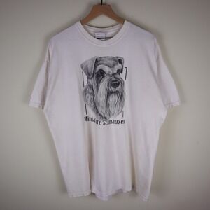 Vintage 90s Miniature Schnauzer Portrait Shirt Adult XL 23x28.5